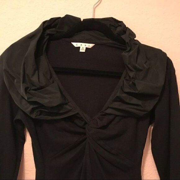NWOT. CABI ruffled collar black top - Picture 4 of 7